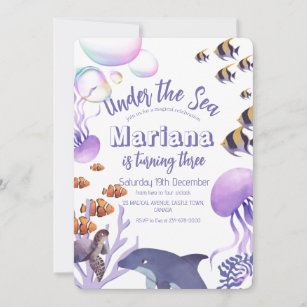 Under the Sea 3rd Birthday Party  Invitation