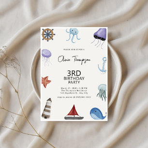 Under the Sea 3rd Birthday Party Invitation