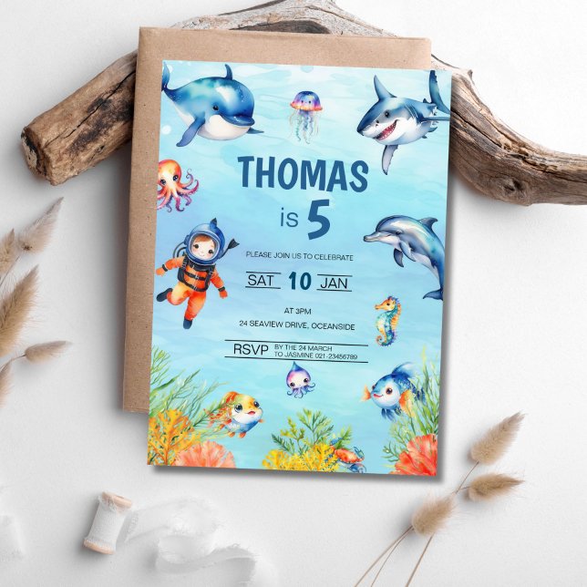 Under the Sea 5th Birthday Invitation (Creator Uploaded)