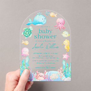 Under The Sea Adventure Baby Shower Acrylic Invitations
