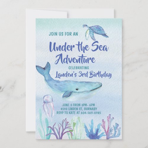 Under the Sea Adventure kids Birthday Invitation