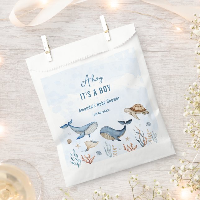 Under the sea Ahoy It's a Boy Baby Shower Favor Bag (Clipped)