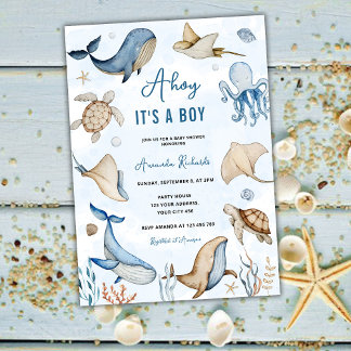 Under the Sea Ahoy It's a Boy Baby Shower Invitation
