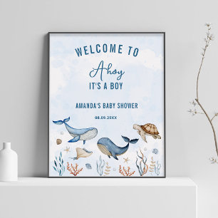Under The Sea Ahoy It's a Boy Baby Shower Welcome Poster