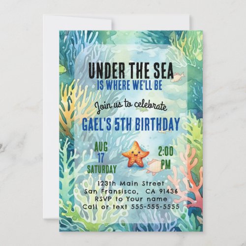 Under the Sea Animal Birthday Party Invitation