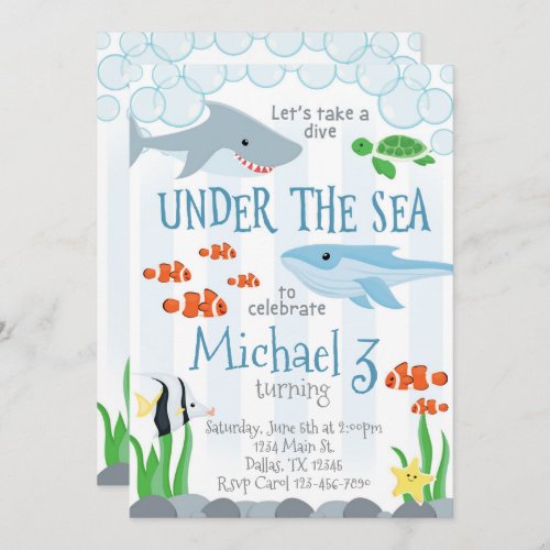 Under the Sea Animal Birthday Party Invitation