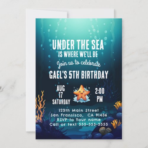 Under the Sea Animal Birthday Party Invitation Boy
