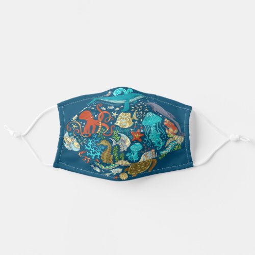 Under the Sea Animal Dolphin Turtle Octopus Adult Cloth Face Mask