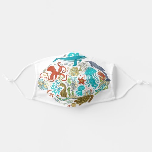 Under the Sea Animal Dolphin Turtle Octopus Adult Cloth Face Mask