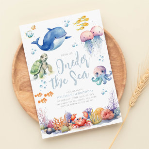 Under the Sea Animals 1st Birthday Invitation