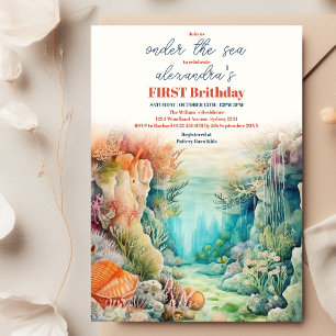 Under the Sea Animals 1st Birthday Invitation