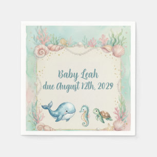 Under the Sea Animals Aquamarine Baby Shower Napkins