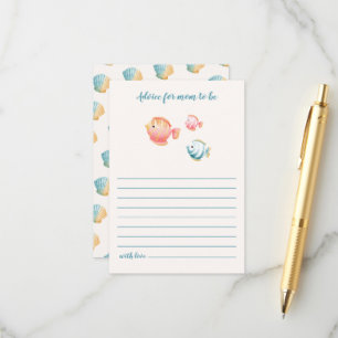 Under The Sea Animals Baby Shower Advice For Mom Enclosure Card