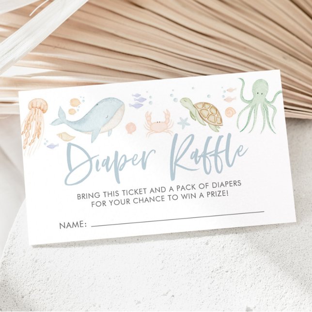 Under The Sea Animals Baby Shower Diaper Raffle Enclosure Card (Under The Sea Baby Shower Diaper Raffle Card Enclosure)