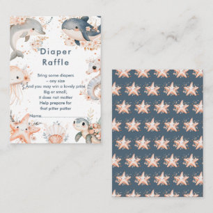 Under The Sea Animals Baby Shower Diaper Raffle Enclosure Card