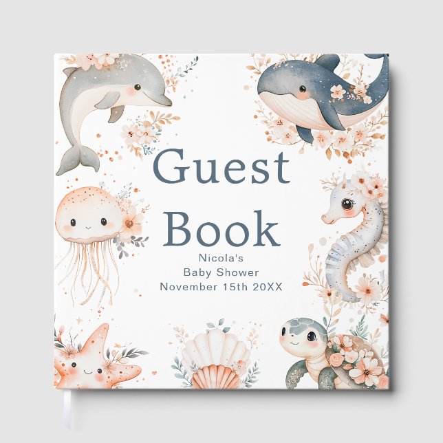 Under The Sea Animals Baby Shower Guest Book (Front)