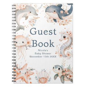 Under The Sea Animals Baby Shower Shower Guest  Notebook