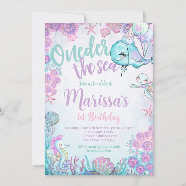 Under the Sea Animals Birthday Invitation (Front)