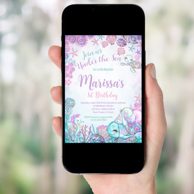 Under the Sea Animals Birthday Invitation (Front Digital)