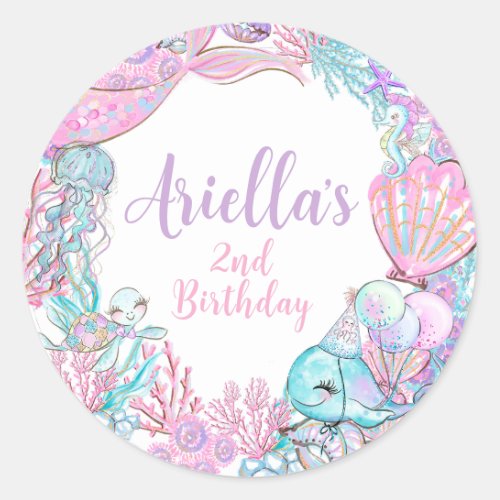 Under the Sea Animals Birthday Invitation Classic Round Sticker