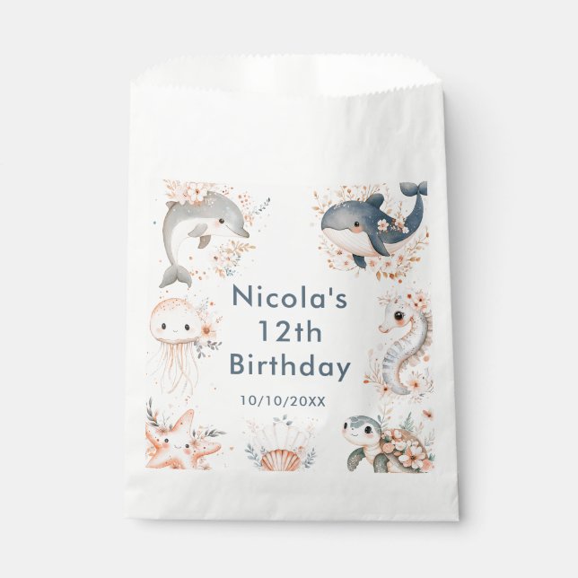Under The Sea Animals Birthday Party Favor Bag (Front)