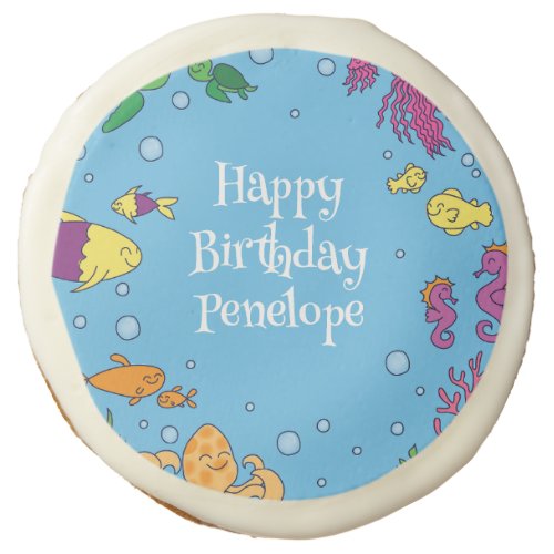 Under the Sea Animals Cute 1st Birthday Party Sugar Cookie