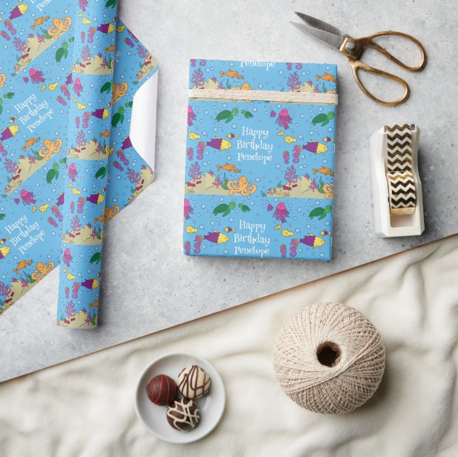 Under the Sea Animals Cute 1st Birthday Party Wrapping Paper (Crafts)