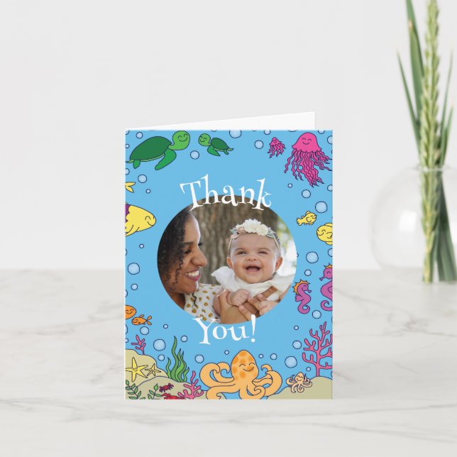 Under the Sea Animals Cute 1st Birthday Photo Invitation (Front)