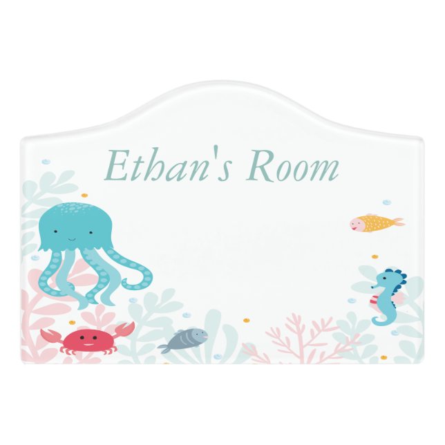 Under the Sea Animals Kids/Nursery Room Door Sign (Small Crest Front)