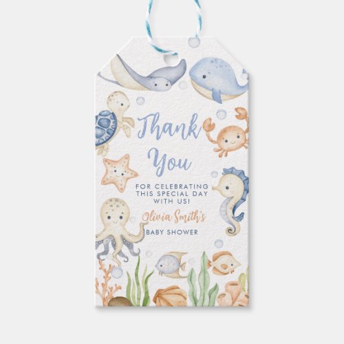 Under the sea animals ocean Baby Shower  Gift Tags