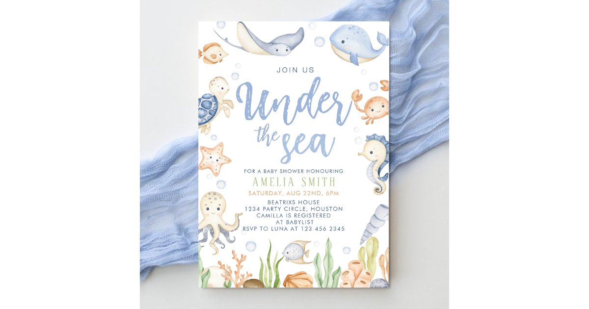 Under the sea animals ocean Baby Shower Invitation | Zazzle