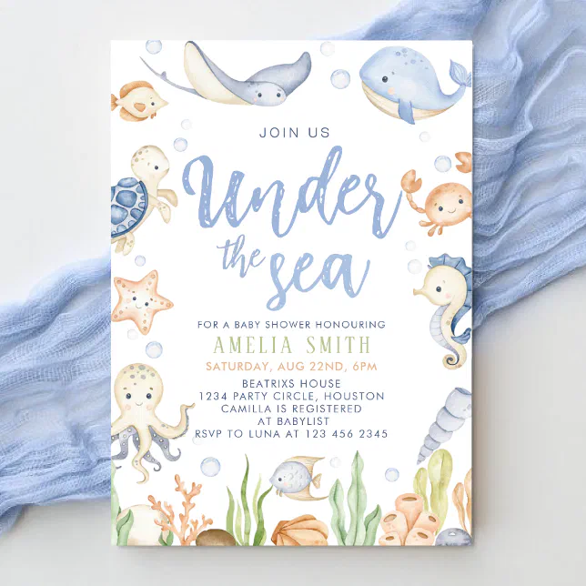 Under the sea animals ocean Baby Shower Invitation | Zazzle