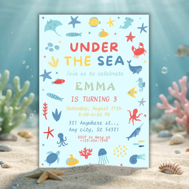 Under the Sea Animals Ocean Birthday party Invitation (Creator Uploaded)