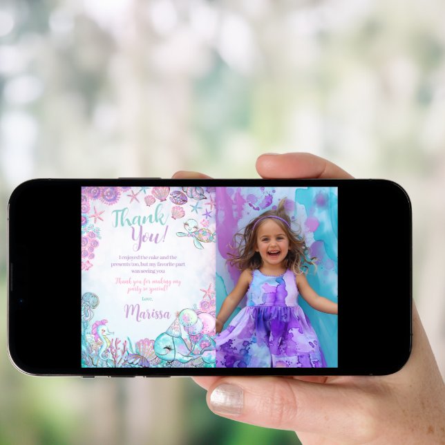 Under the Sea Animals Thank You Cards with Photo (Front Digital)