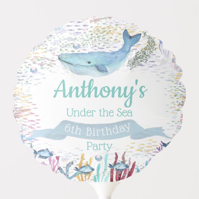 Under The Sea Any Age Birthday Balloon (Front)