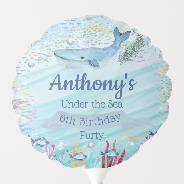 Under The Sea Any Age Birthday Balloon (Front)