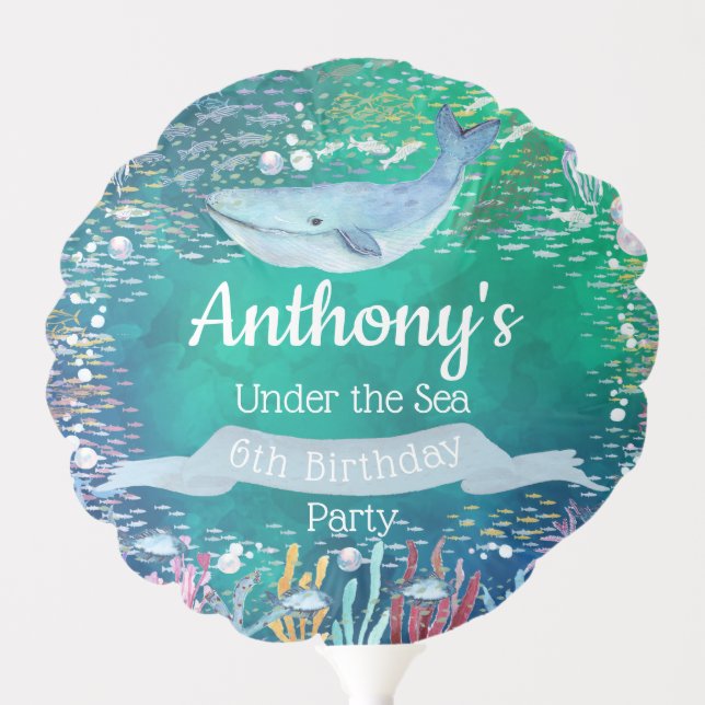 Under The Sea Any Age Birthday Balloon (Front)