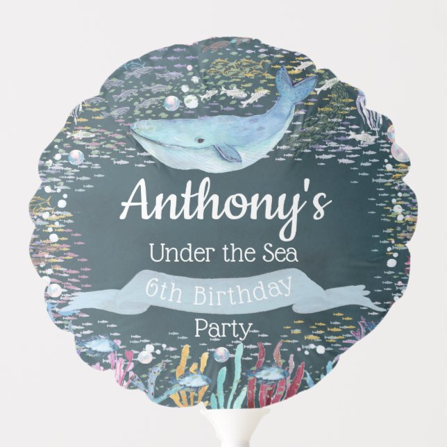 Under The Sea Any Age Birthday Balloon (Front)