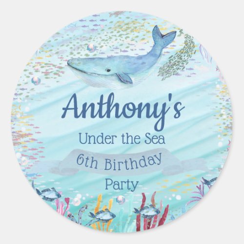 Under The Sea Any Age Birthday Classic Round Sticker