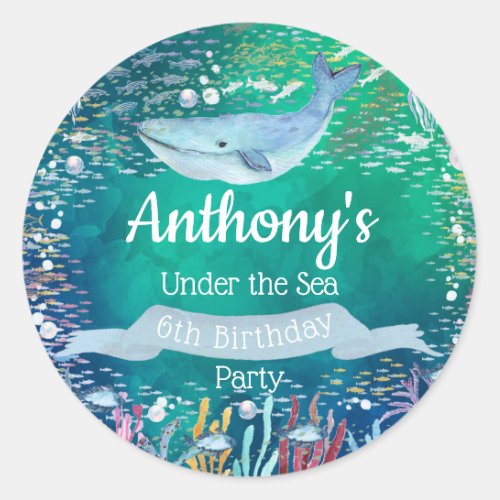 Under The Sea Any Age Birthday Classic Round Sticker