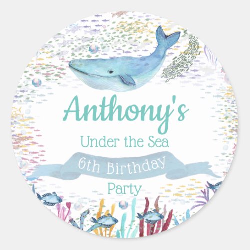 Under The Sea Any Age Birthday Classic Round Sticker