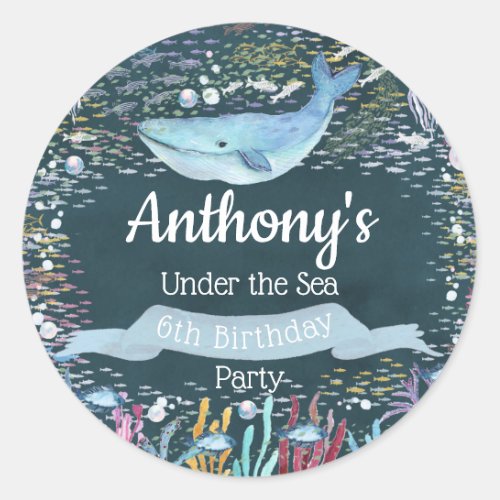 Under The Sea Any Age Birthday Classic Round Sticker