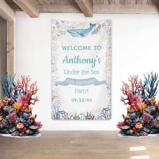 Under The Sea Any Age Birthday Party Welcome Banner (Creator Uploaded)
