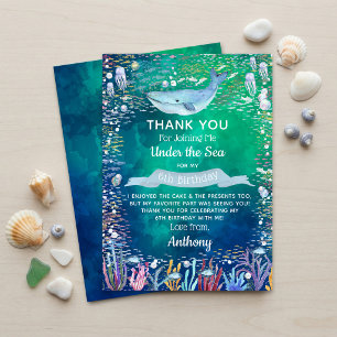 Under The Sea Any Age Birthday Thank You Card