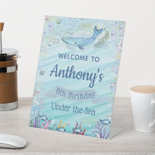 Under The Sea Any Age Birthday Welcome Pedestal Sign