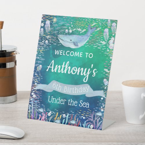 Under The Sea Any Age Birthday Welcome Pedestal Sign