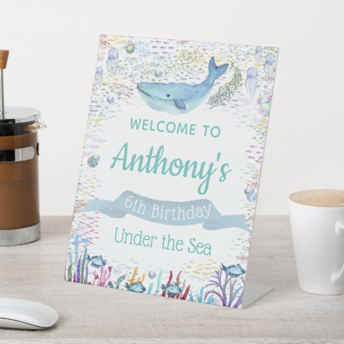 Under The Sea Any Age Birthday Welcome Pedestal Sign