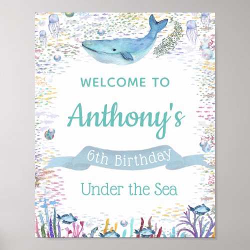 Under The Sea Any Age Birthday Welcome Sign