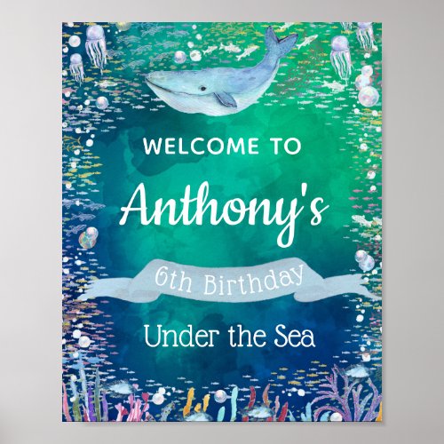Under The Sea Any Age Birthday Welcome Sign