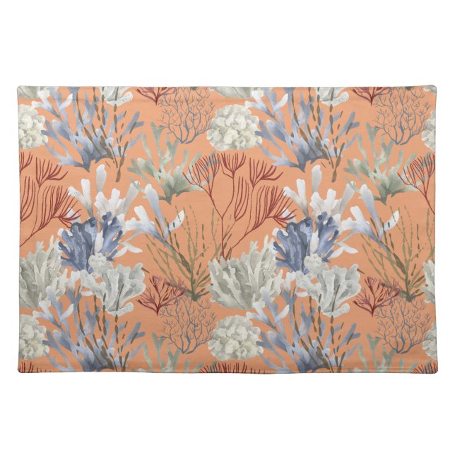 Under the Sea Apricot Corals Cloth Placemat (Front)